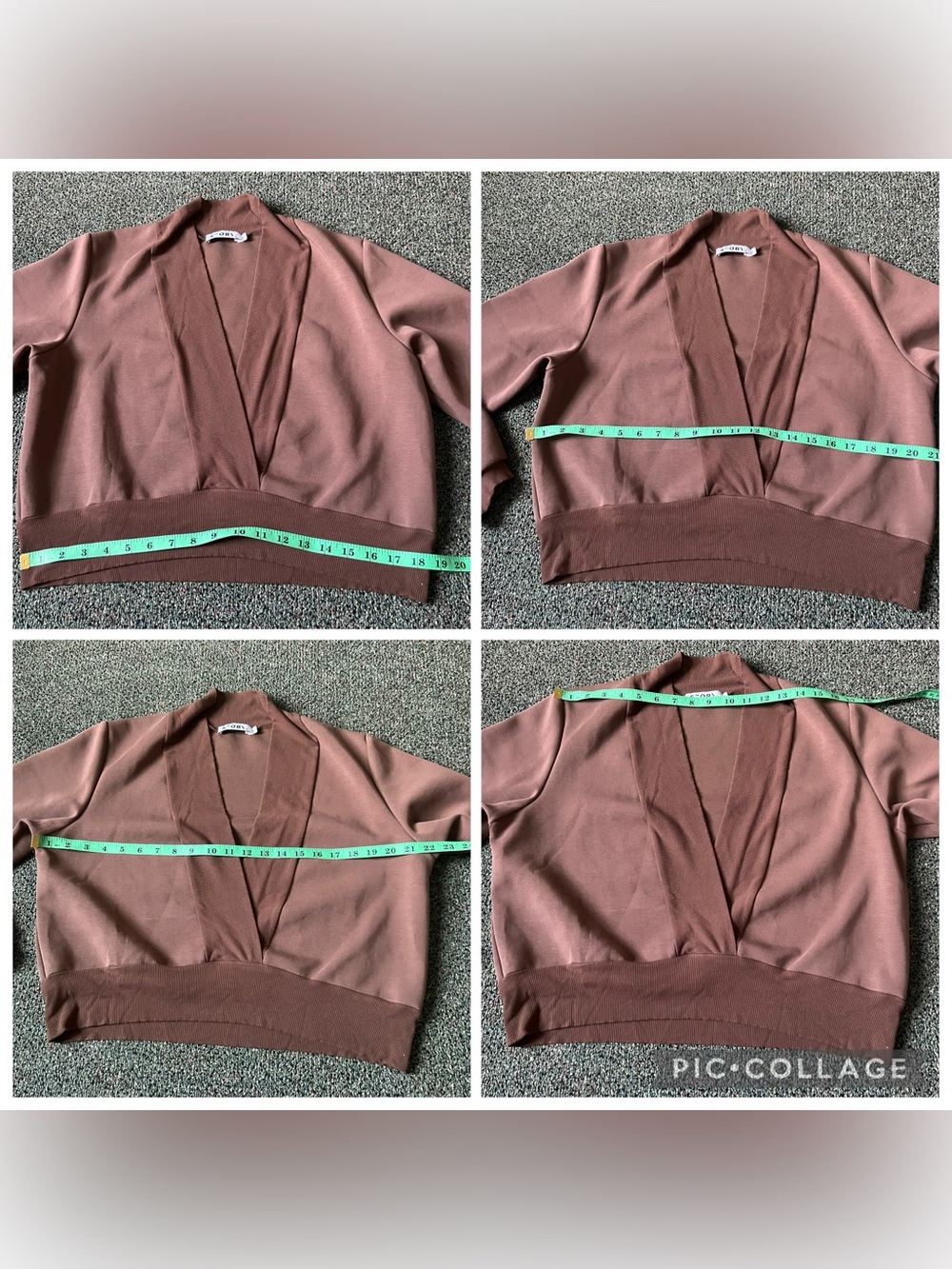Brown V-Neck Plunge Shrug Style Long-sleeve Cozy Sweater Sweatshirt Loungewear L - Picture 15 of 16